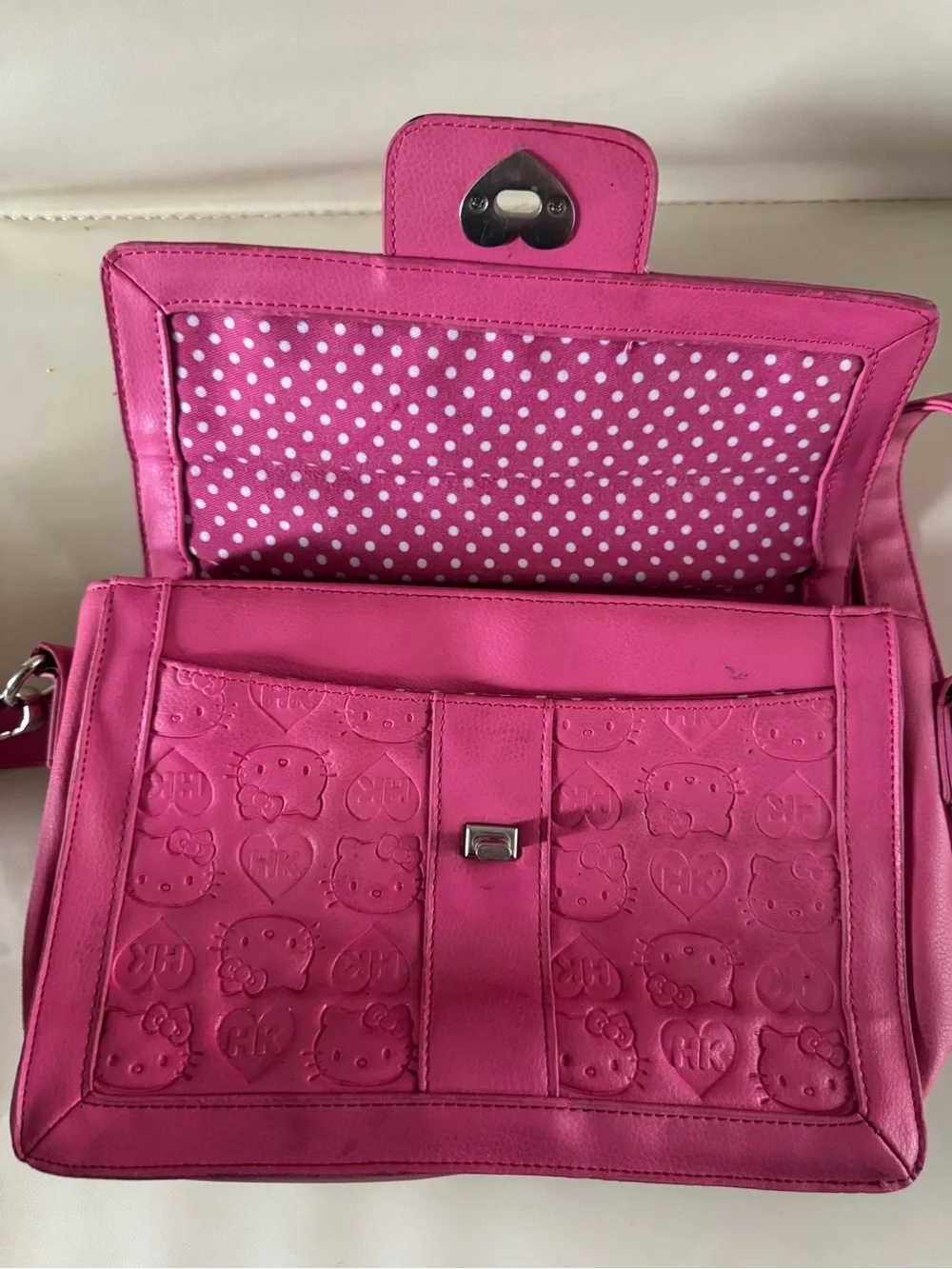 Loungefly x Hello Kitty Pink Embossed Crossbody Satchel Purse Rare Sanrio Bag